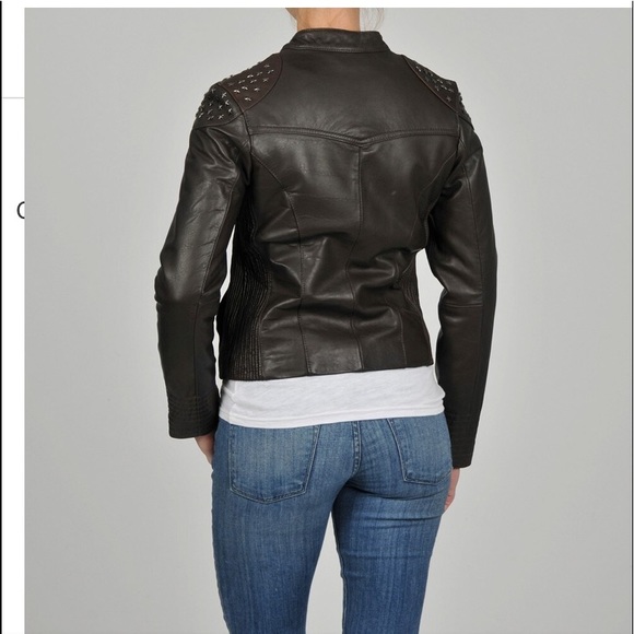 KNOLES & CARTER Size XXL Brown Leather STRETCH Metal STAR Embellished $288 NEW - Picture 16 of 16